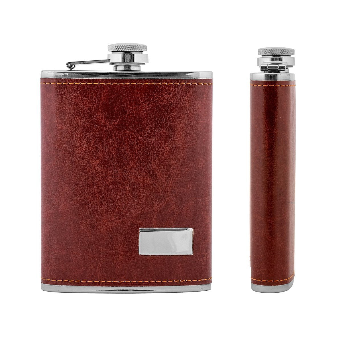 8 oz Maroon Stainless Steel Hip Flask for Bourbon, Whiskey, Vodka Set of Three