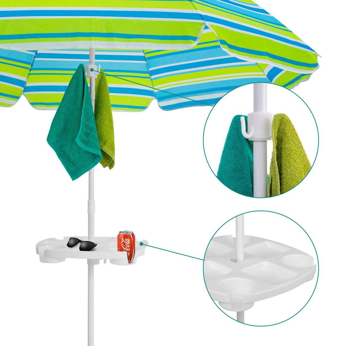 Fixing the Beach Umbrella Table Tray, you may use it for storing things and towels