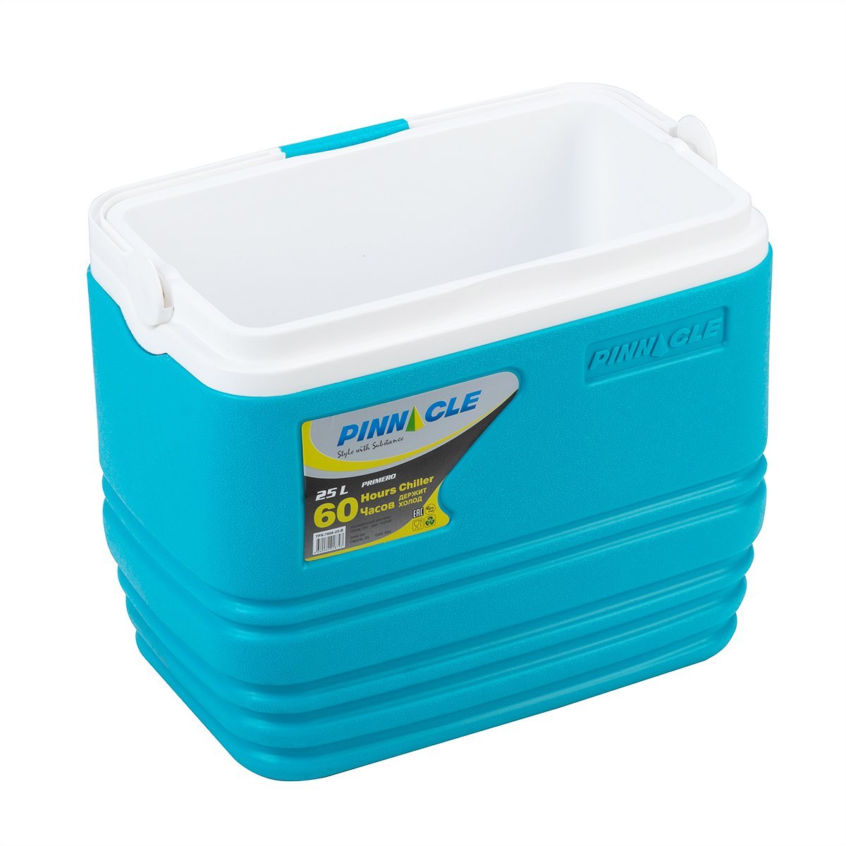 Primero Portable Camping Ice Chest with Lid Cup Holders, 26 qt with a lid widely open