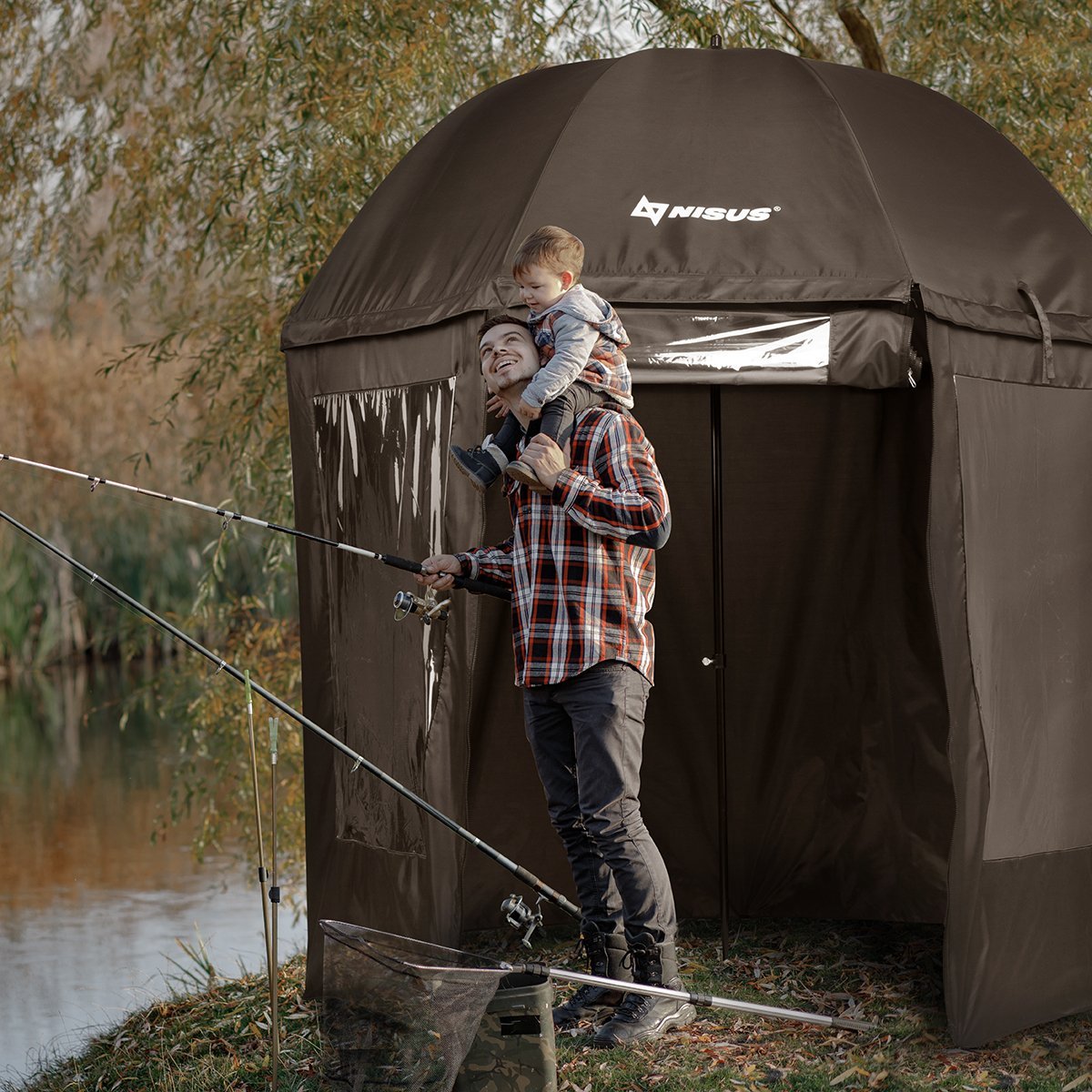 Nisus Fishing Umbrella Weather Pod Zipper Up Tent with Windows – TONAREX