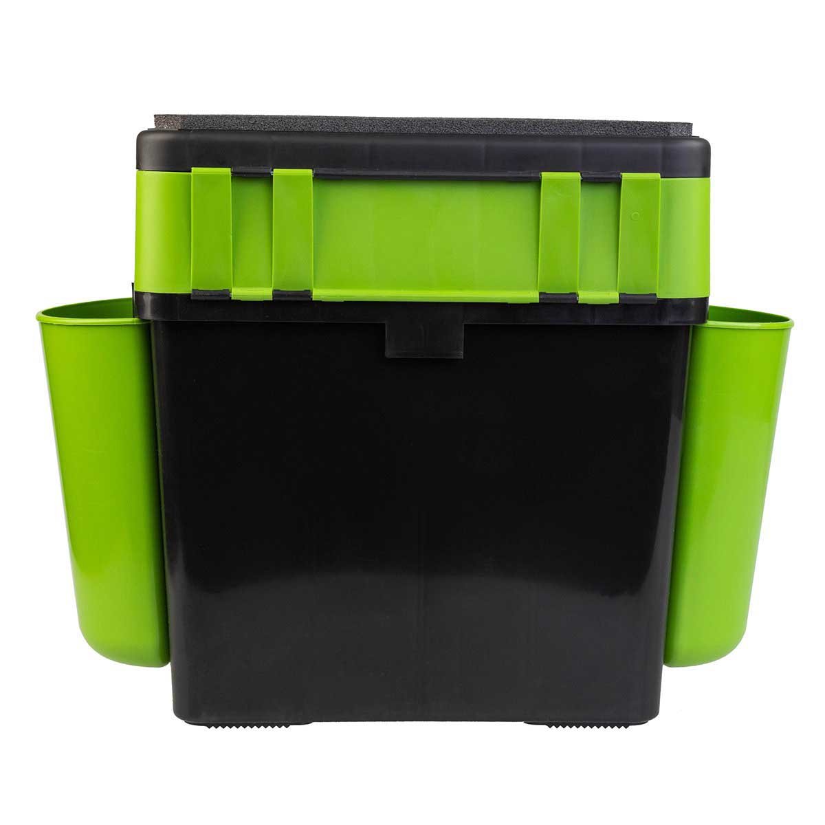 FishBox Large 5 gal Box for Ice Fishing, 2 Compartments, Green