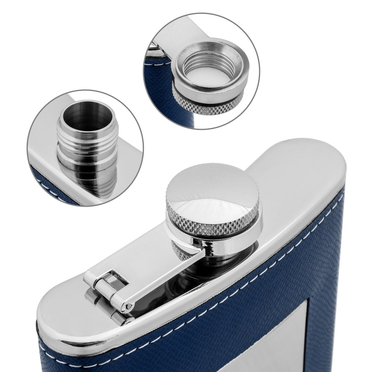 9 oz Blue Stainless Steel Hip Flask for Strong Alcohol