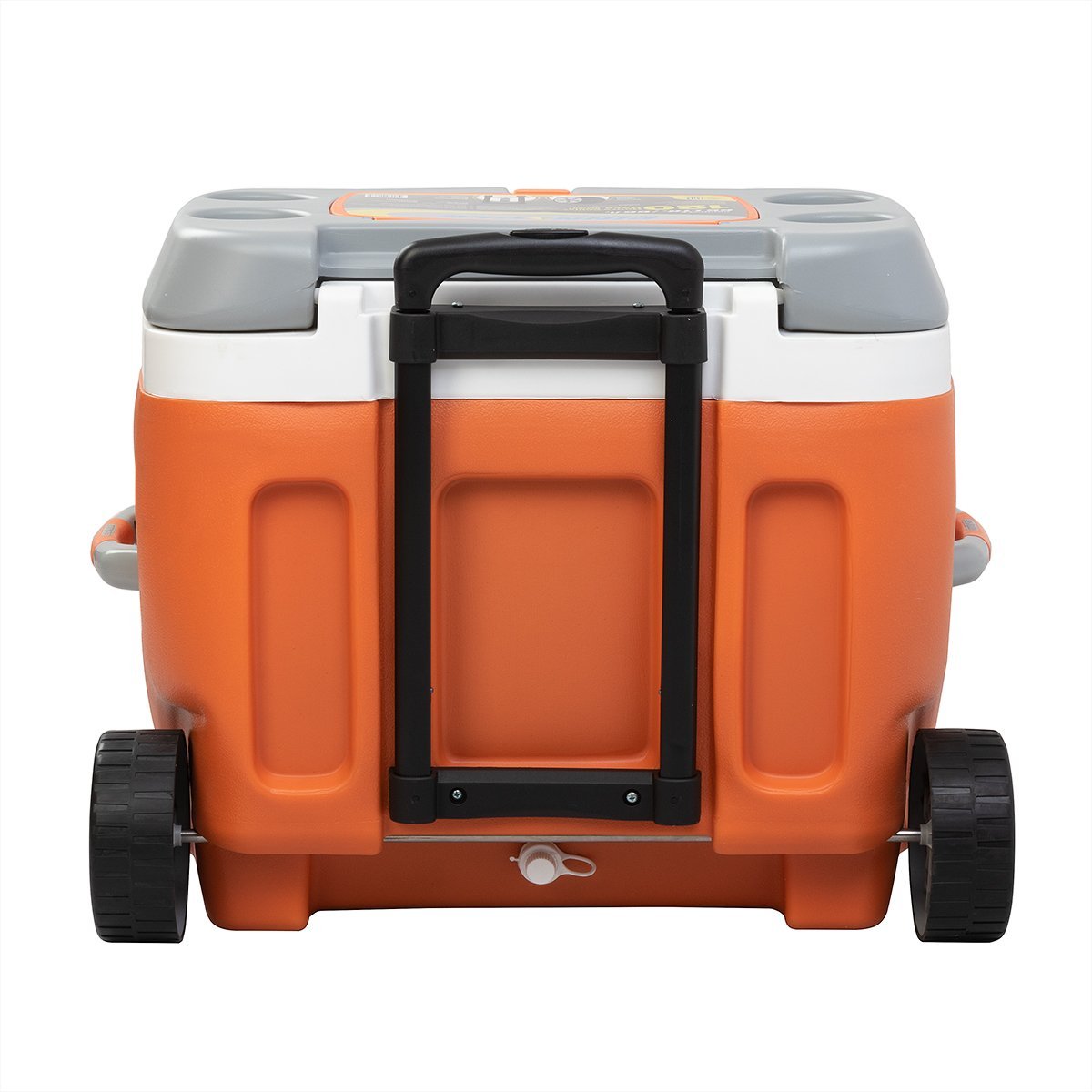 Prudence Wheeling Ice Chest with Retractable Handle and Glass Holders on the Lid