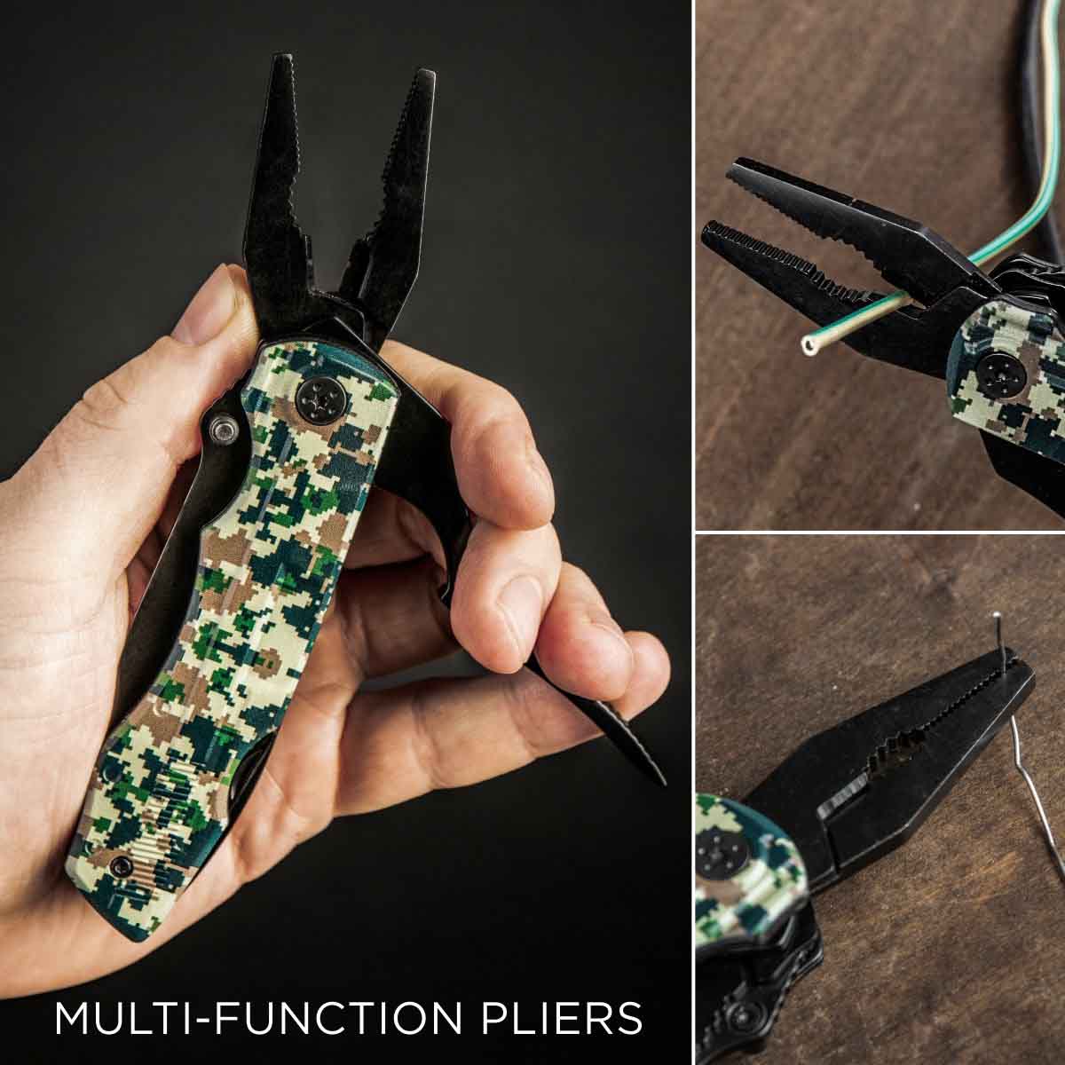 Portable 14-in-1 DIY Multitool with Wire Cutter, Pilers, Knife boasts high-quality pliers