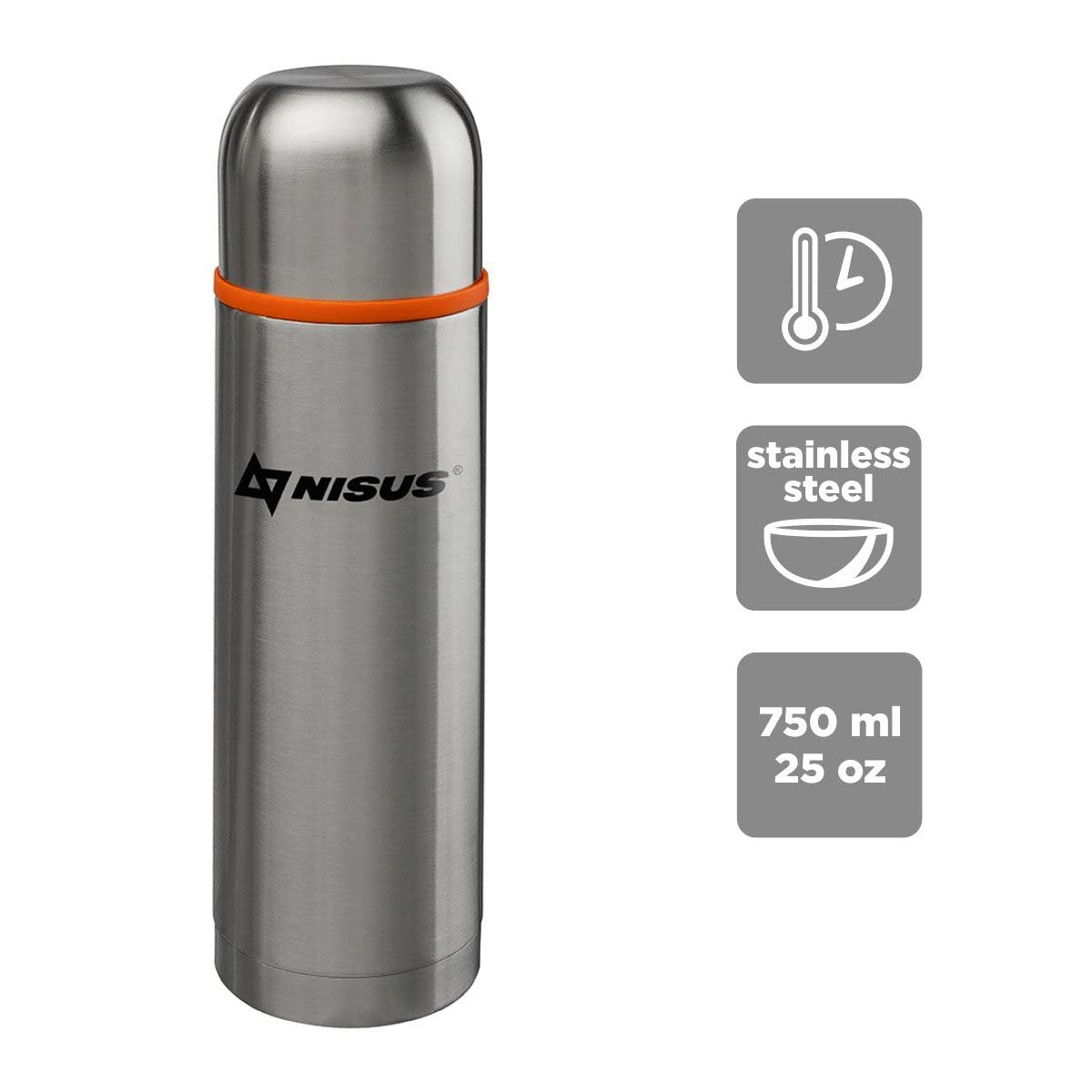 Portable Stainless Steel Vacuum Flask with Lid Cup, 25 oz