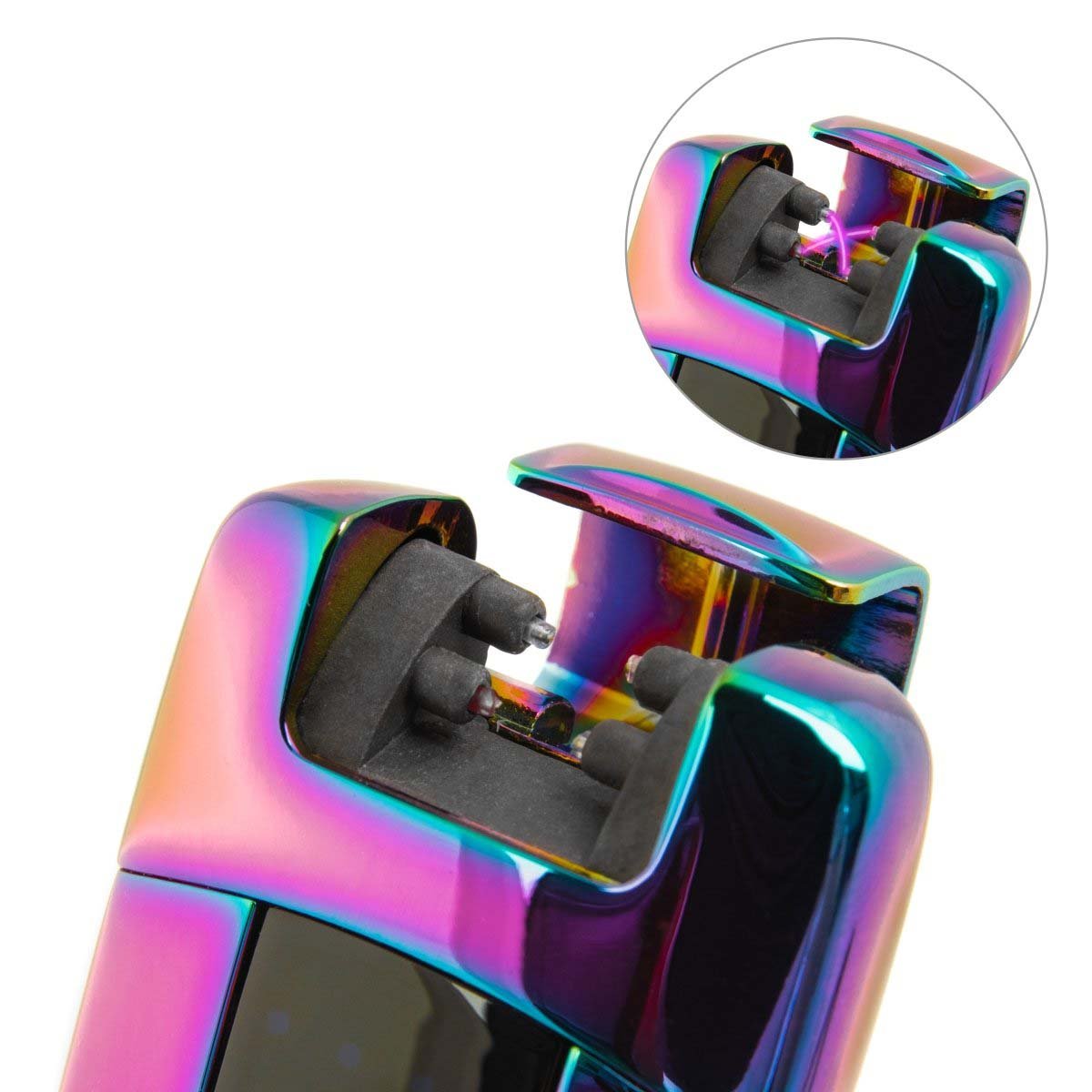USB Rechargeable Electric Arc Lighter with Lid, Touch Ignition
