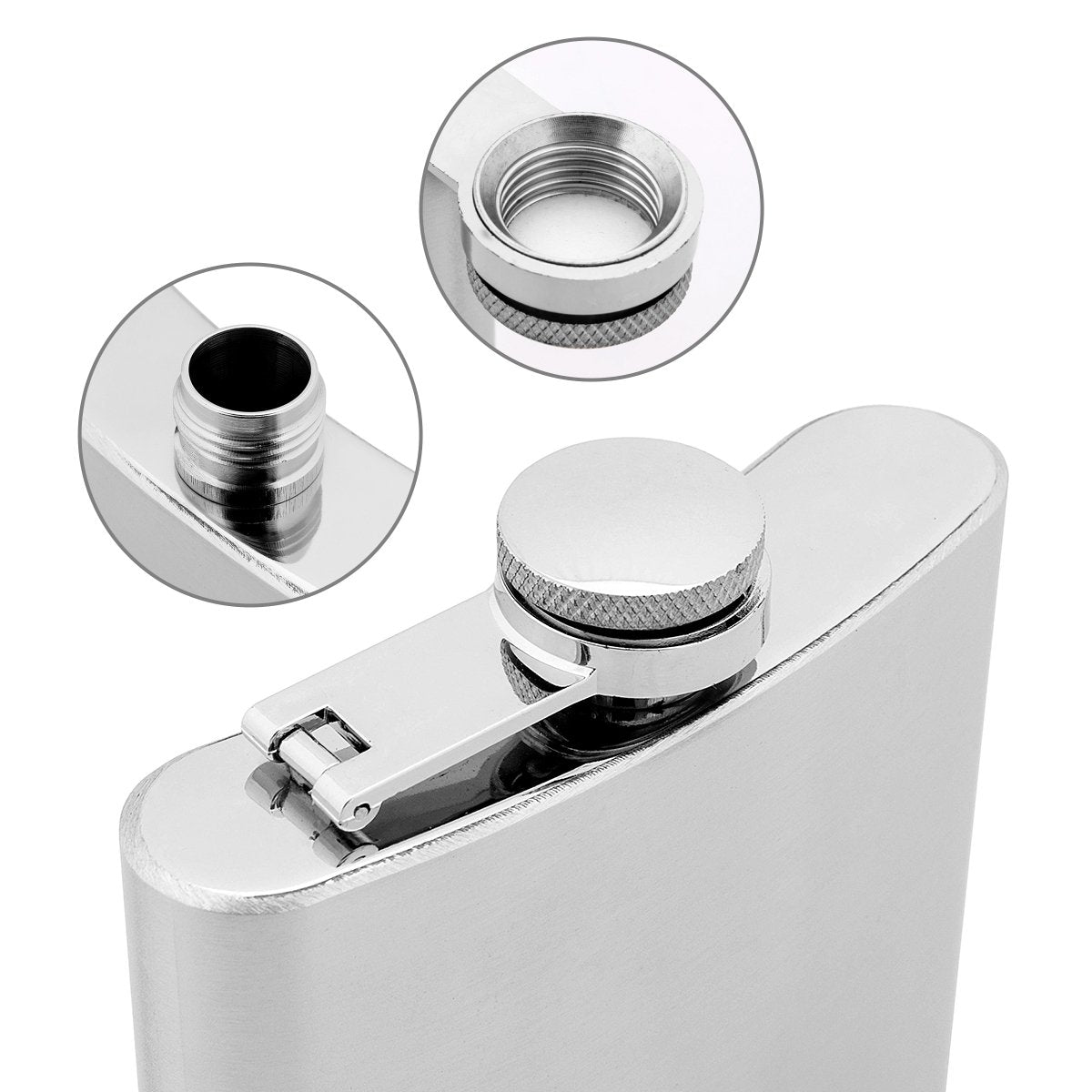 7 oz Silver Stainless Steel Hip Flask for Liquor Set of Six