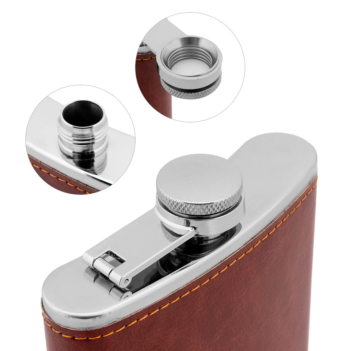 8 oz Maroon Stainless Steel Hip Flask for Bourbon, Whiskey, Vodka Set of Two