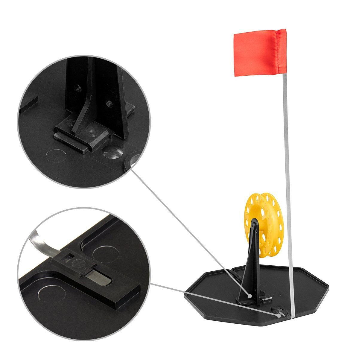 The flag shaft is reliably fixed at the base of Tip-up Pop-Up Integrated Hole-Cover Easy to Clip