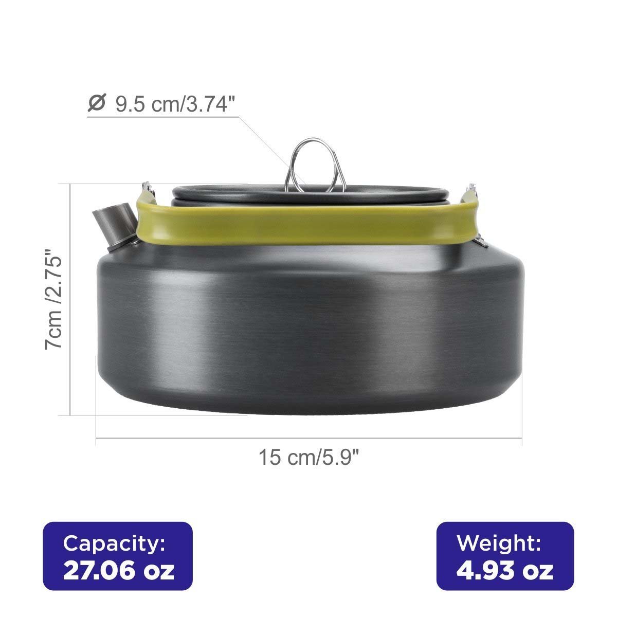 Portable Outdoor Anodized Aluminum Kettle for Camping