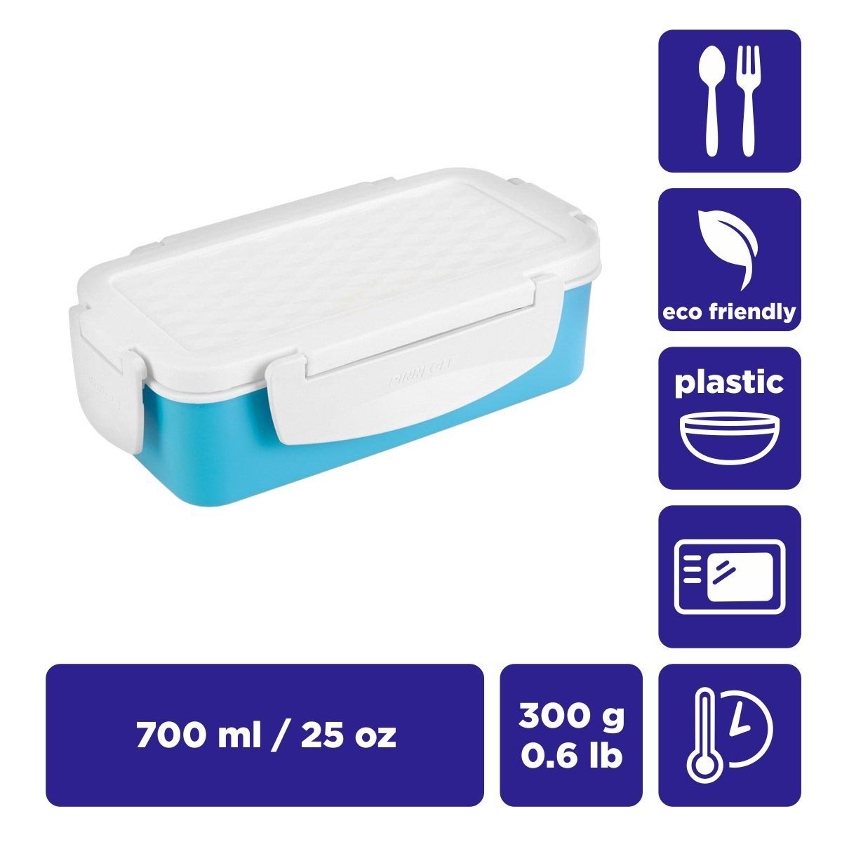 Petra Blue Plastic Rectangular Lunch Container | 27 oz | Food Storage Box