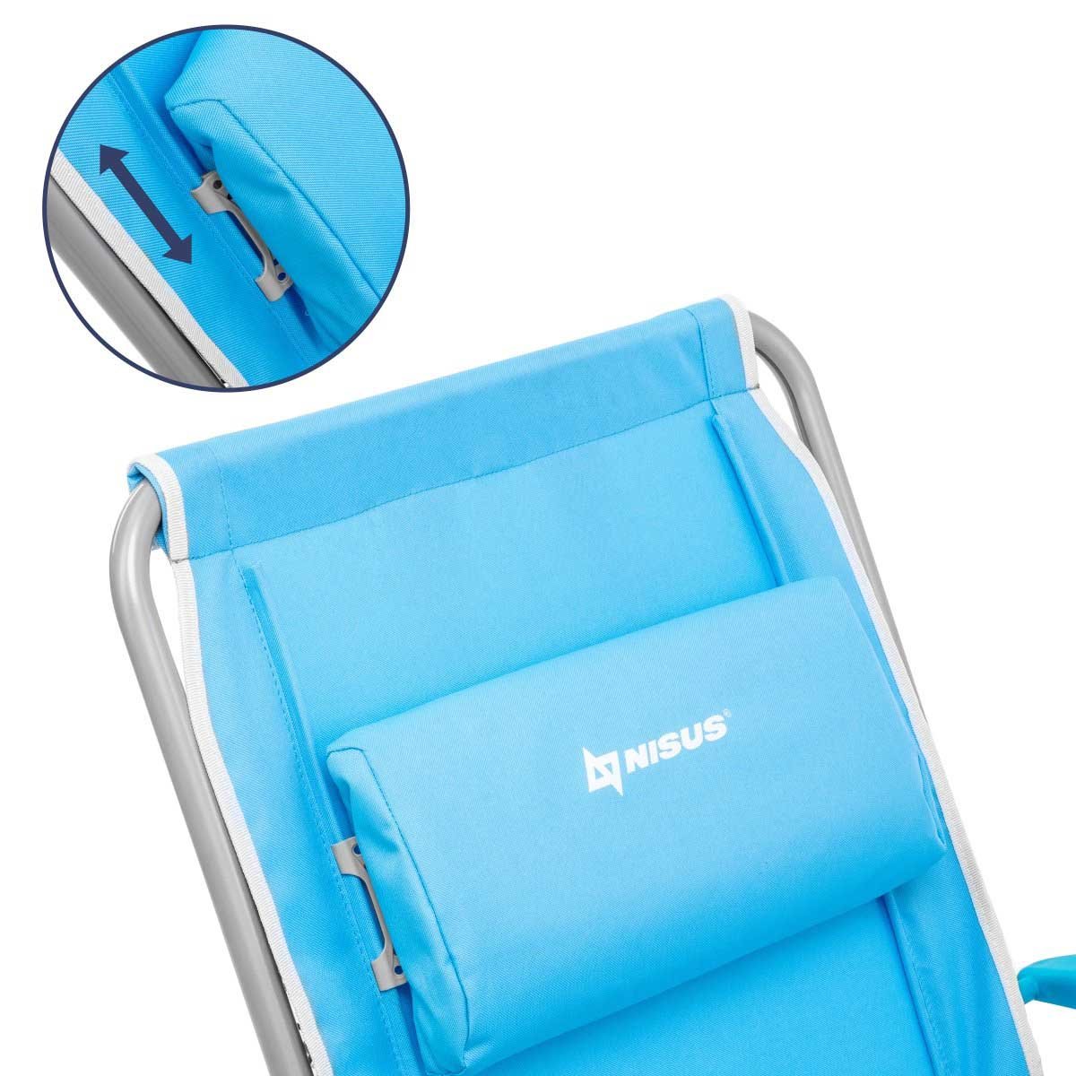 Premium Backpack Beach Chair's Headrest is movable up and down