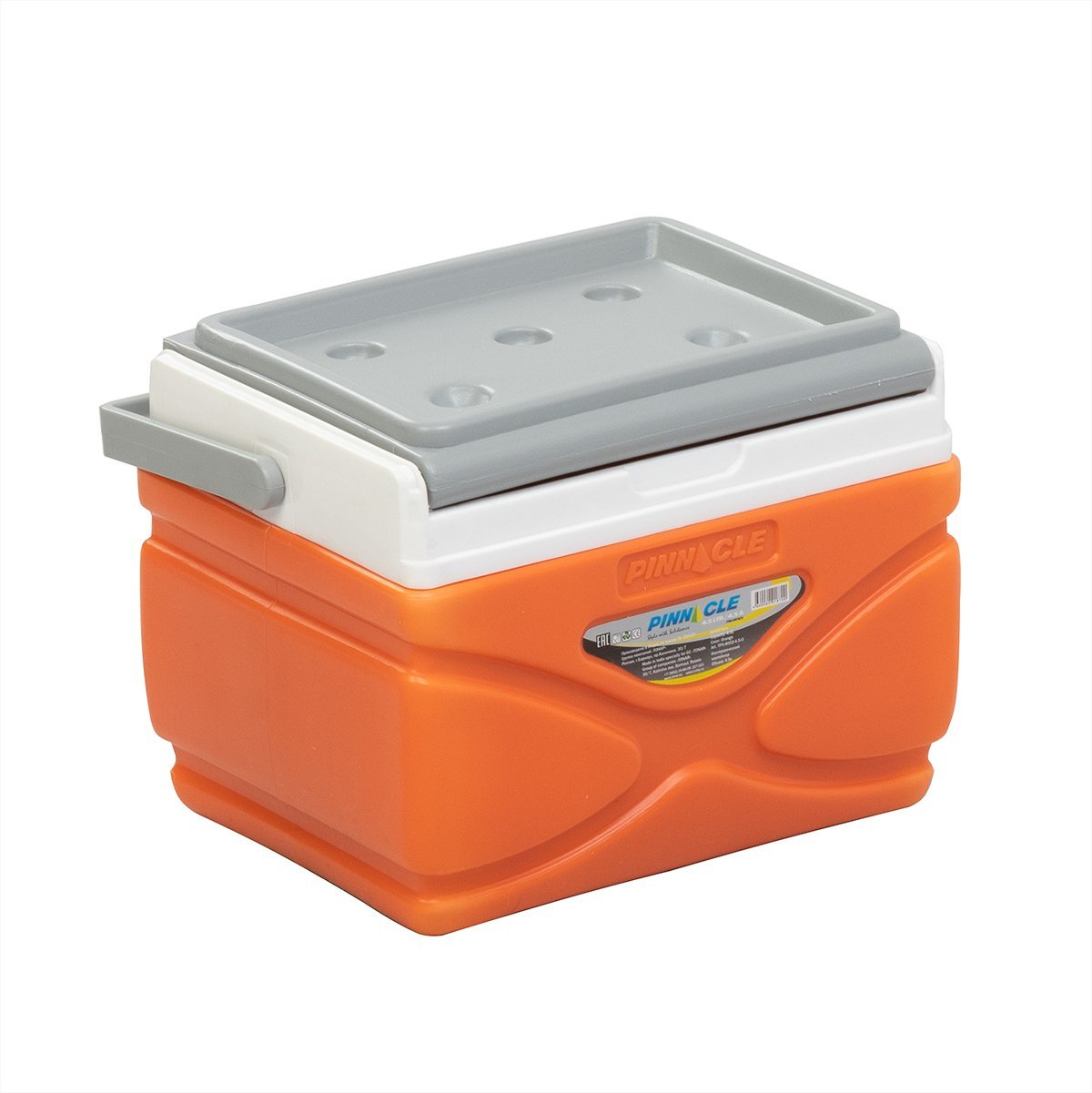 Prudence Portable Hard-Sided Ice Chest for Camping, 4 qt, with handle, orange color with a lid closed