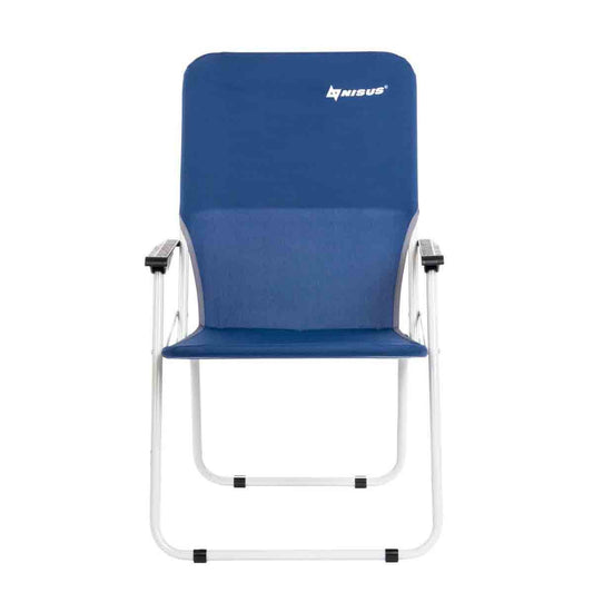 Folding Blue Steel Armchair for Camping, Outdoor, Picnic