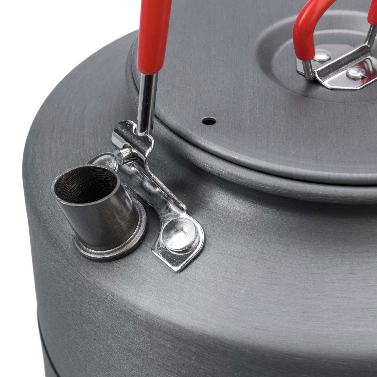 Compact Outdoor Anodized Aluminum Kettle for Camping with Windscreen Bottom
