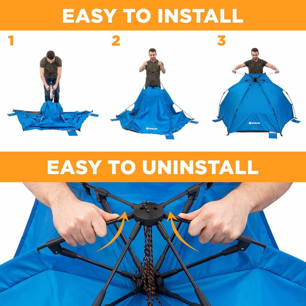 4 Person Large Easy Up Beach Tent Sun Shade Shelter is easy both to install and uninstall