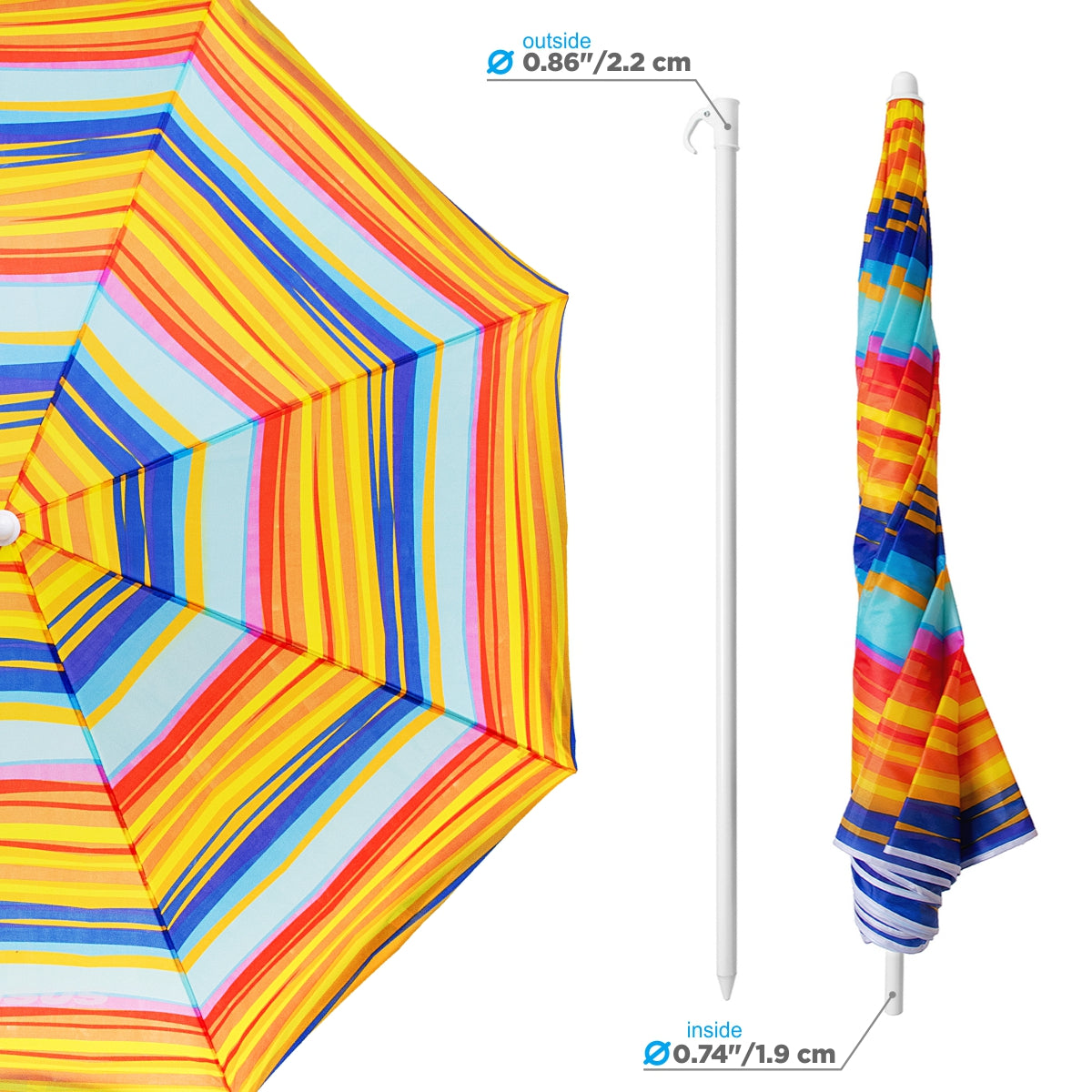 Bright Nisus Folding Beach Umbrella with a steel pole