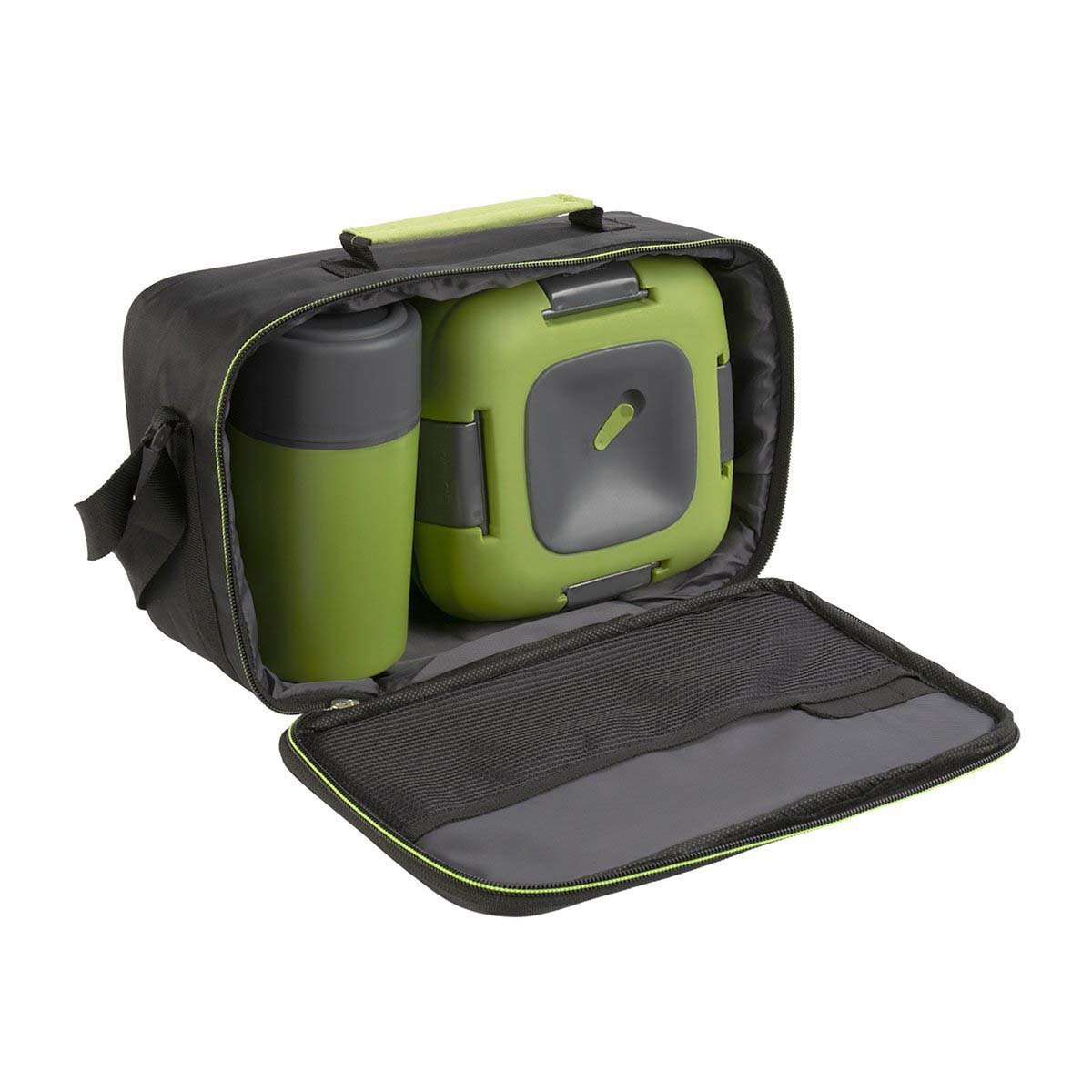 Paloma Green Set of Plastic Lunch Box with 20 oz Bottle | Insulated Bag
