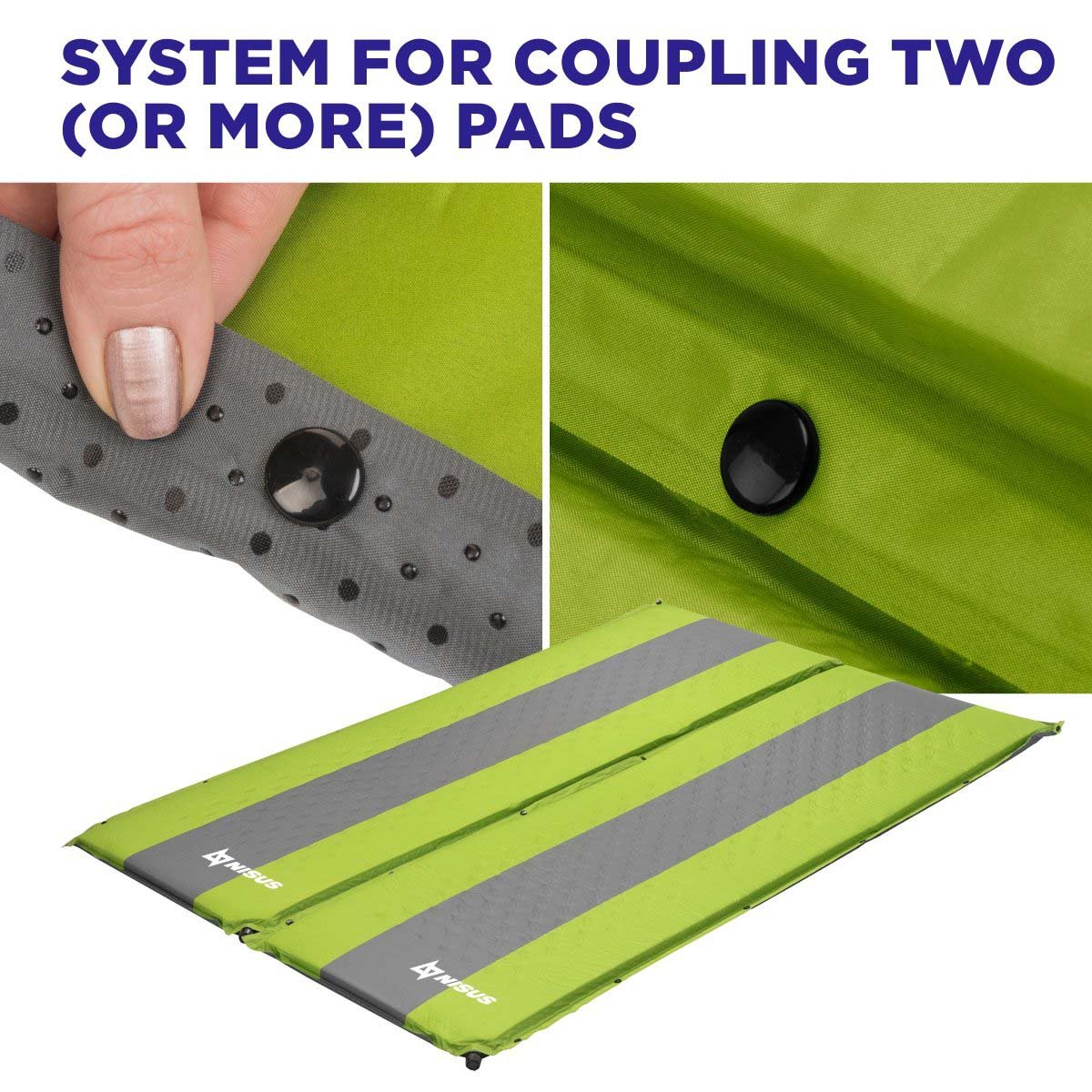 Carrying a couple of 2-inch Lightweight Self Inflating Camping Sleeping Pads, you could easily connect them to each other to make one big sleeping place