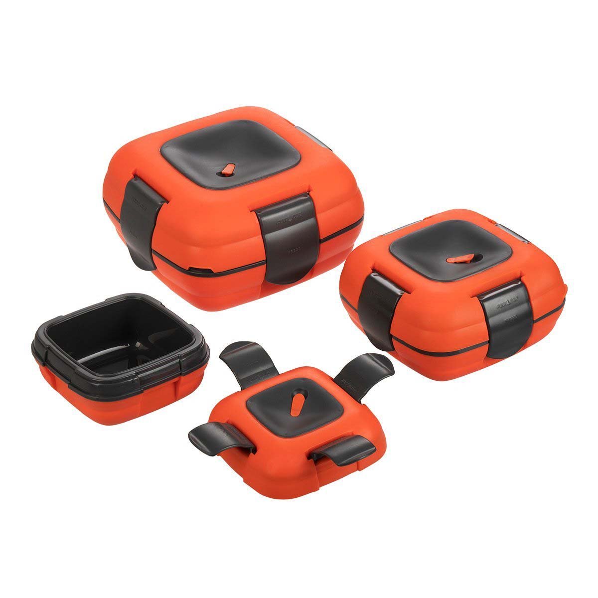 Paloma Set of 3 Orange Plastic Lunch Containers | Thermal Food Storage Boxes