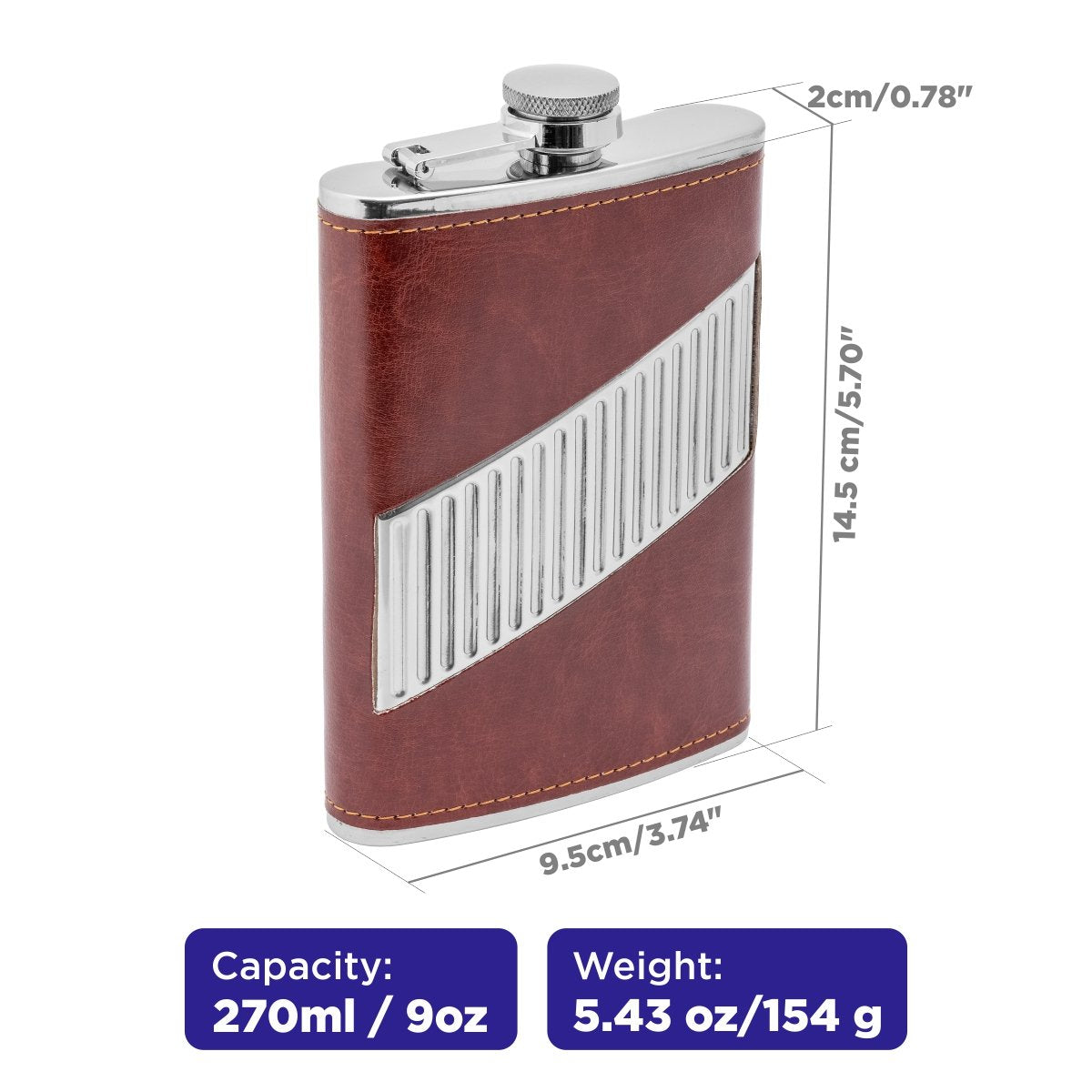 9 oz Maroon Stainless Steel Hip Flask for Liquor, Set of 6