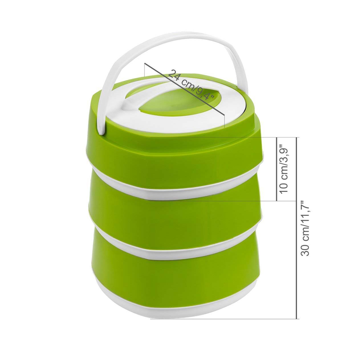 Phoenix Set of 3 Green Stackable Plastic Lunch Boxes | 61 oz | Stainless Steel Insulation