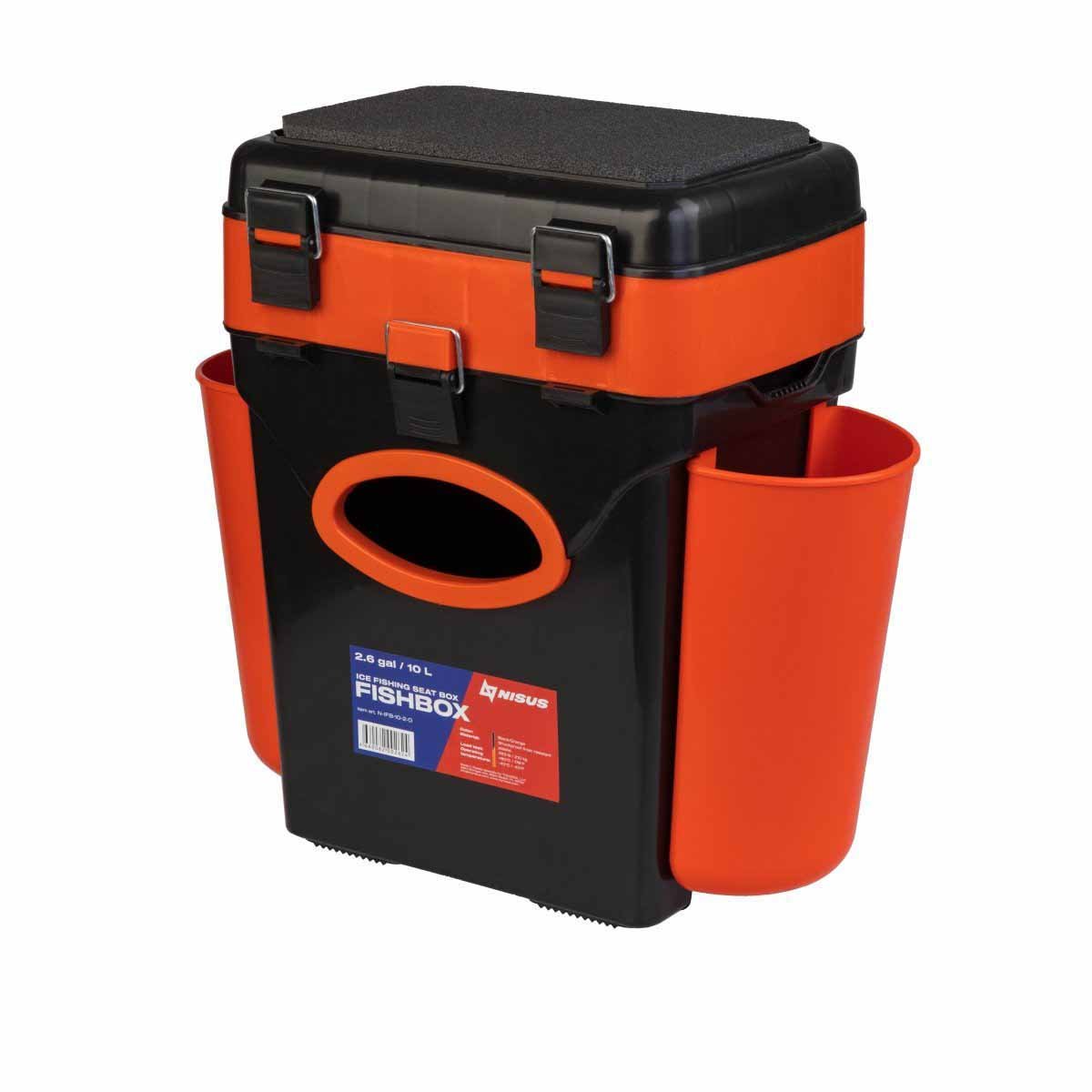 FishBox 10 liter SeatBox for Ice Fishing, 2 Compartments, Orange