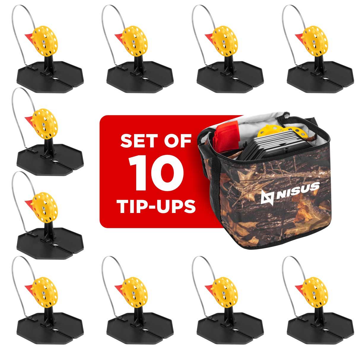 Set of 10 Tip-up Pop-Up Integrated Hole-Covers Easy to Clip in a fabric carrying bag