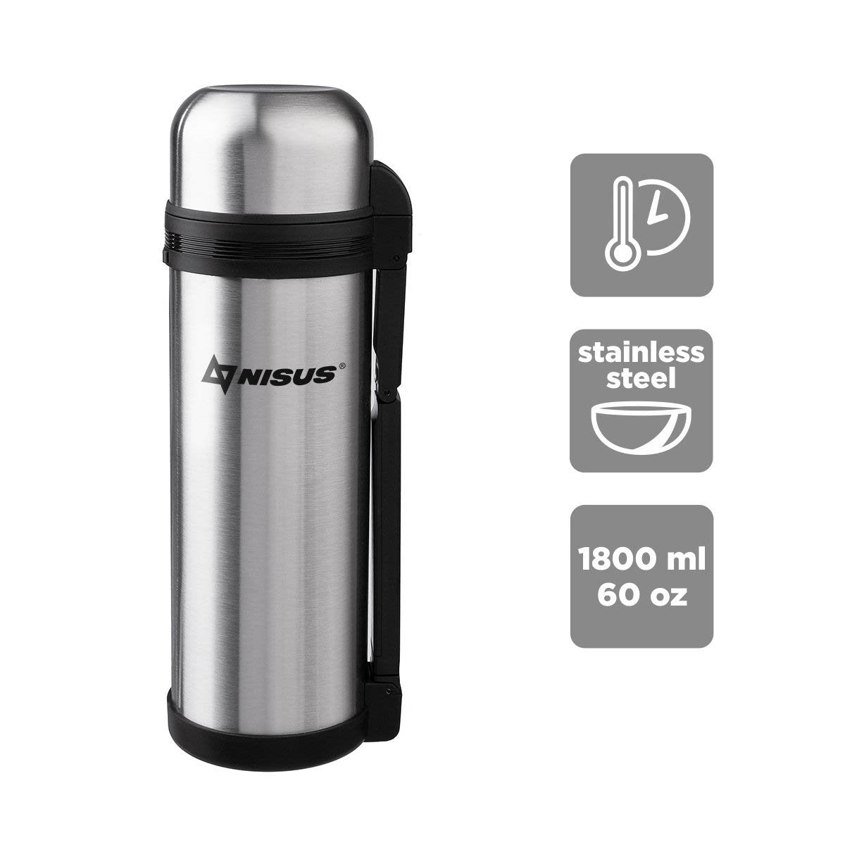 Double Wall Insulated XXL Vacuum Flask with Handle, 60 oz
