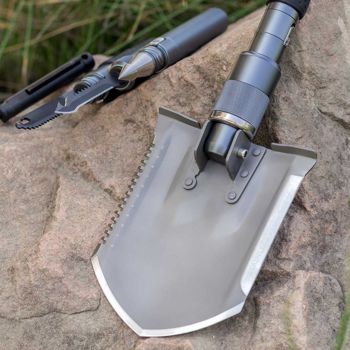 Multifunctional 38-inch Assembling Survival Shovel Tool Kit for Fishing, Hunting, Camping