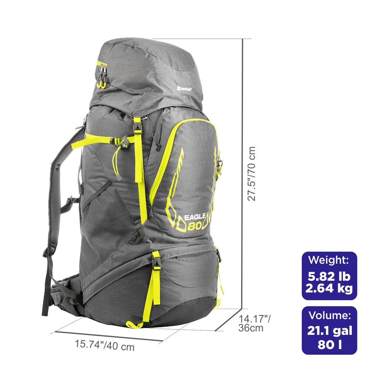 80 Liter Internal Frame Hiking Backpack