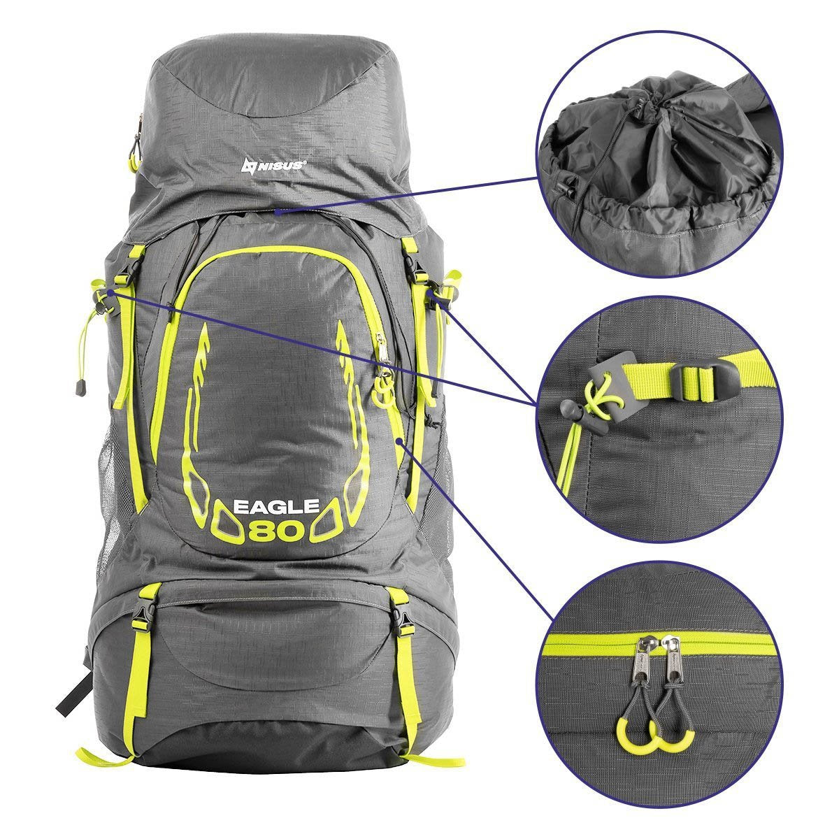 80 Liter Internal Frame Hiking Backpack