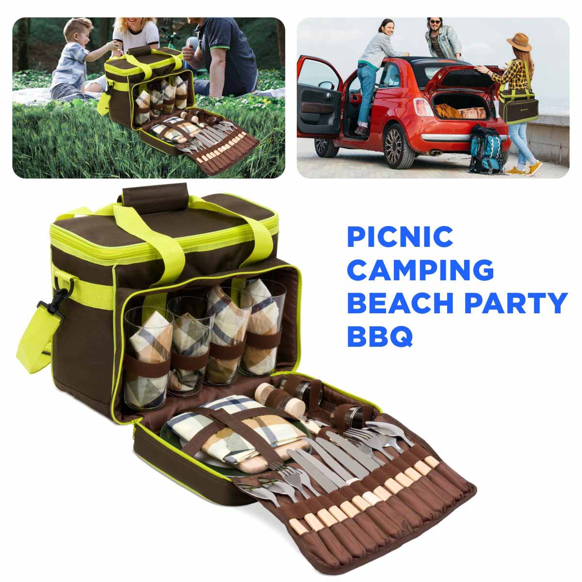 Four-Person Picnic Set with Insulated Bag