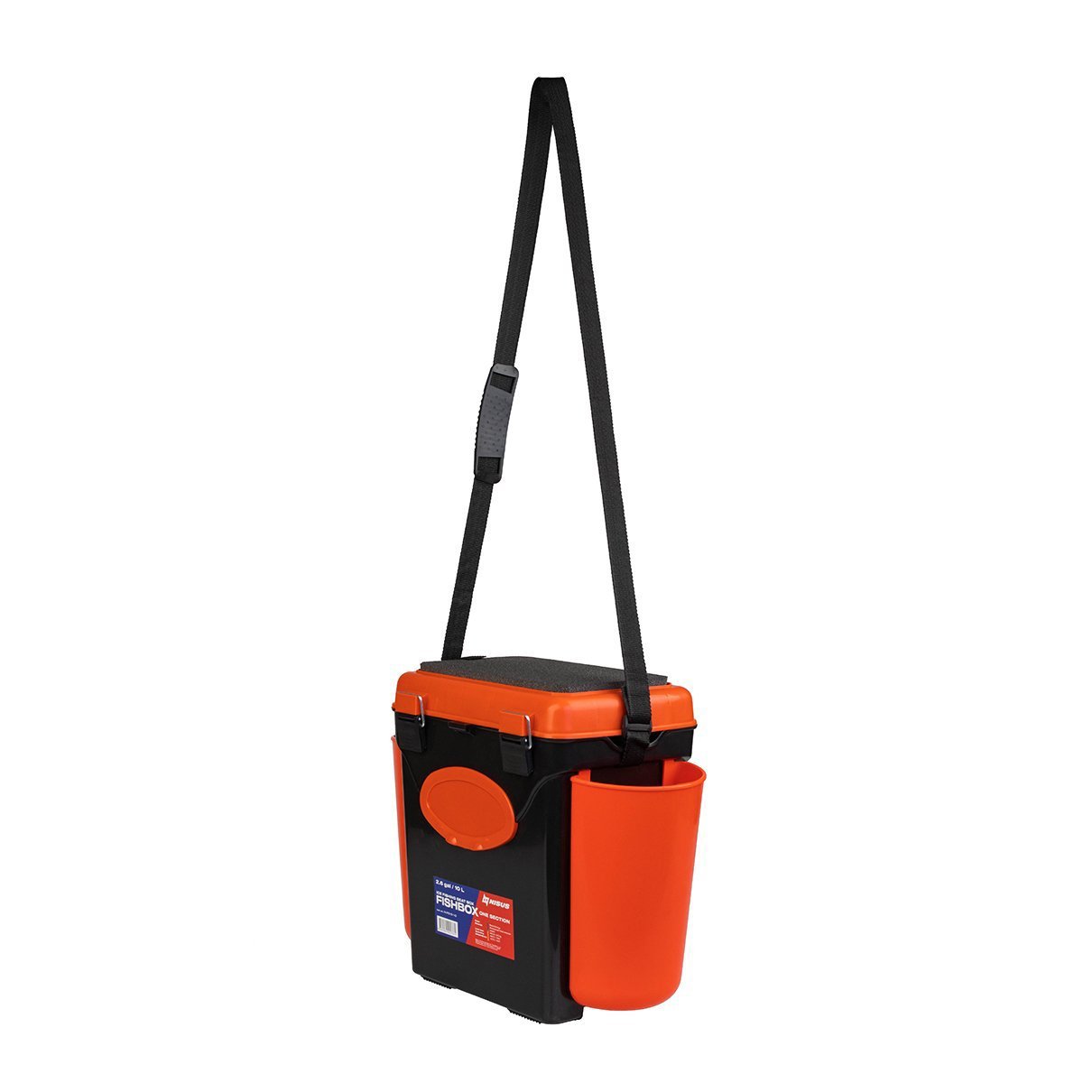FishBox 10 liter SeatBox for Ice Fishing Tackle and Gear, orange