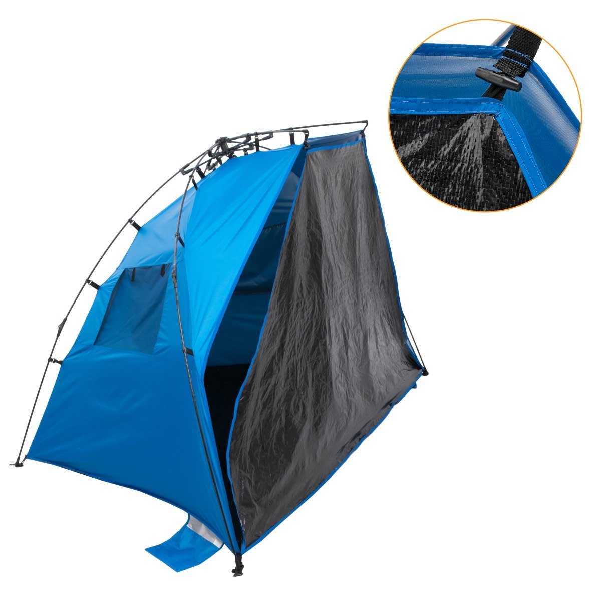 4 Person Large Easy Up Beach Tent Sun Shade Shelter UPF 50+ could be fully closed with the help of extended floor space guaranteeing you privacy