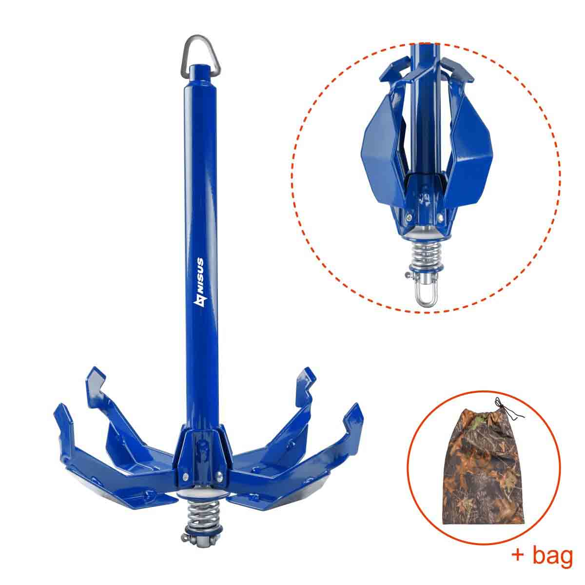 7 lbs Grapnel Portable Folding Anchor, carry bag attached