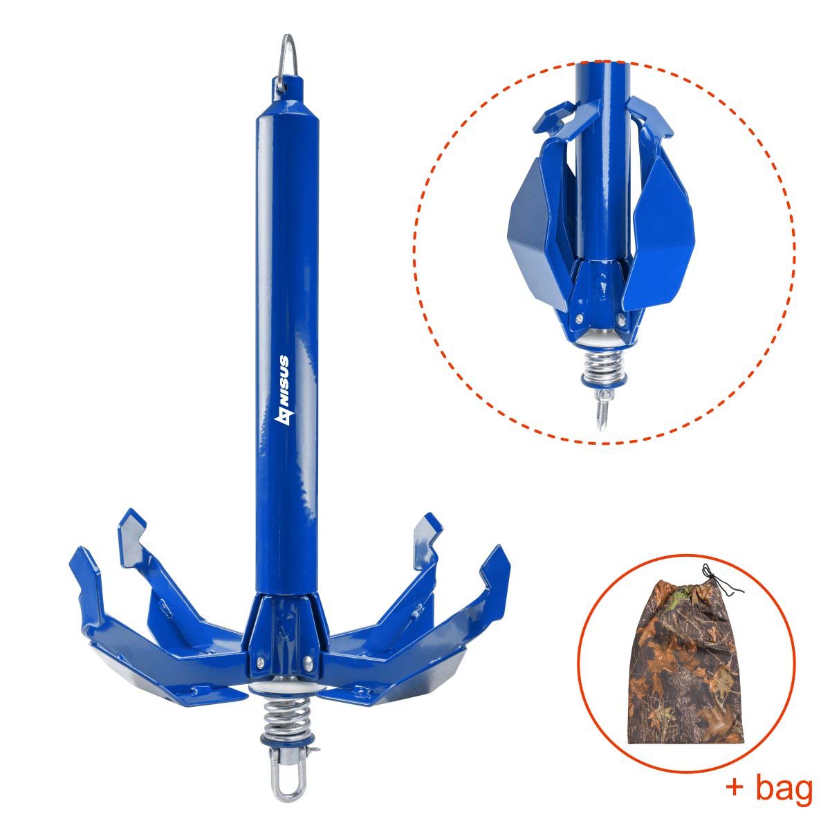 9.7 lbs Grapnel Portable Folding Anchor, carry bag attached