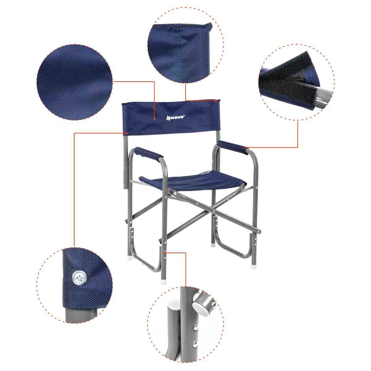 Nisus Blue Folding Aluminum Director's Chair for Camping