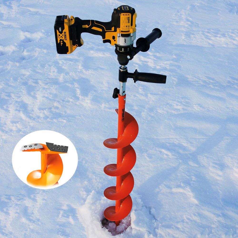 Ice Auger Cordless Drill Bit Fisherman Bundle Set - Chisel, Adapter, Tackle Box and more
