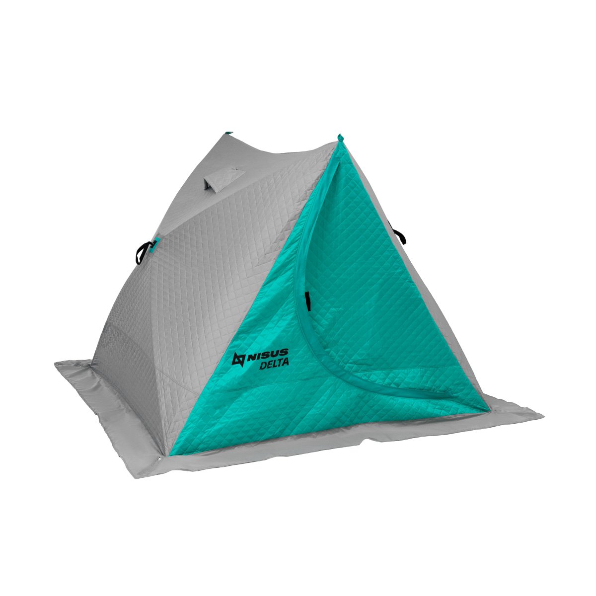 Delta Portable Insulated Ice Fishing Tent Shelter for 2 Persons, Gray and Turquoise