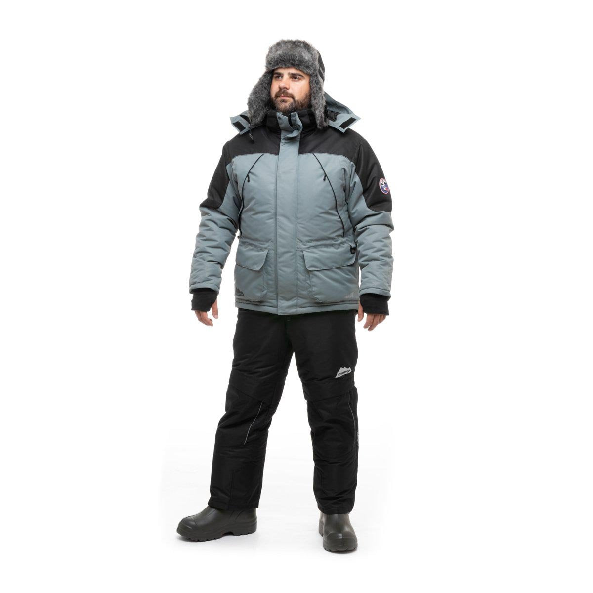Angler Pro Windproof Winter Jacket and Bibs Set for Men, Gray