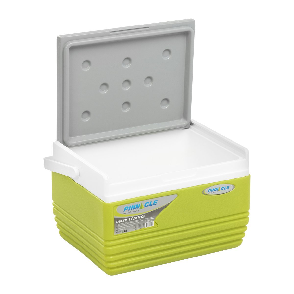 Eskimo Portable Hard-Sided Ice Chest for Camping, 11 qt, Green with a lid widely open