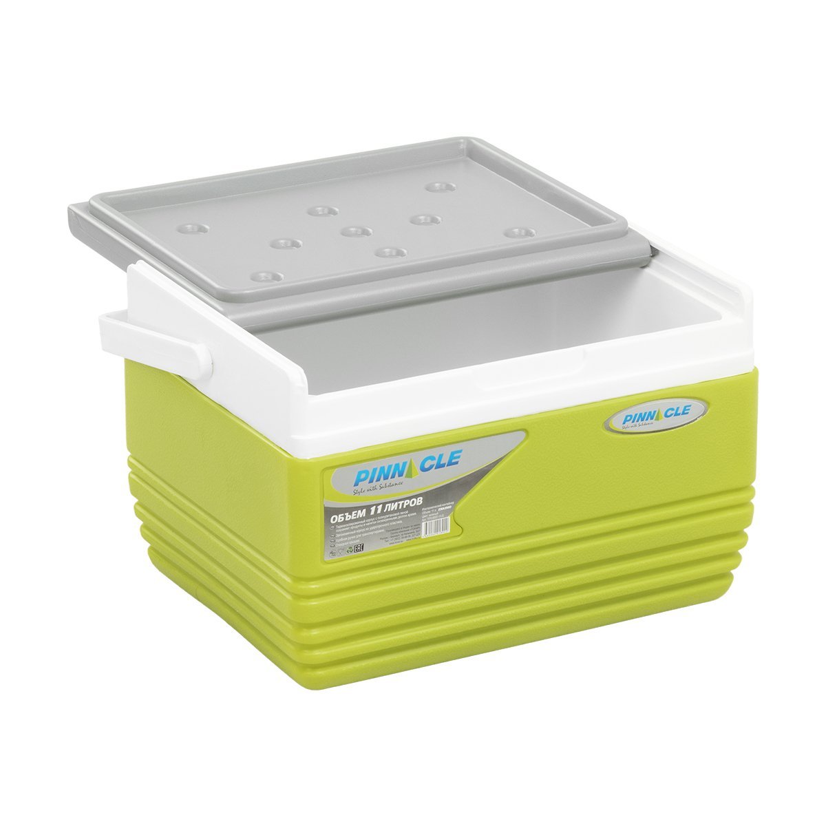 Eskimo Portable Hard-Sided Ice Chest for Camping, 11 qt, Green with a lid half opened