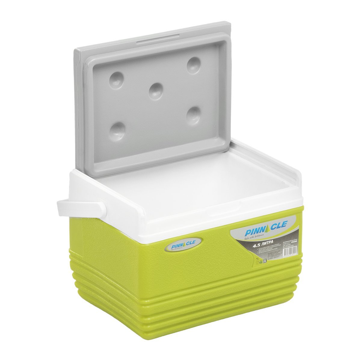 Eskimo Portable Hard-Sided Ice Chest for Camping, 4 qt, Green with a lid widely open