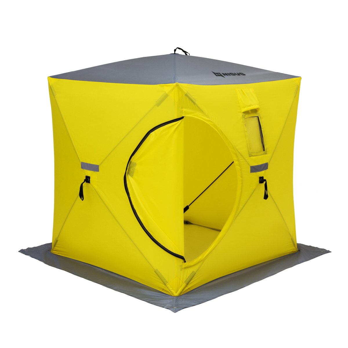 Cube Portable Pop-Up Ice Fishing Shelter for 2 Persons, yellow and gray color