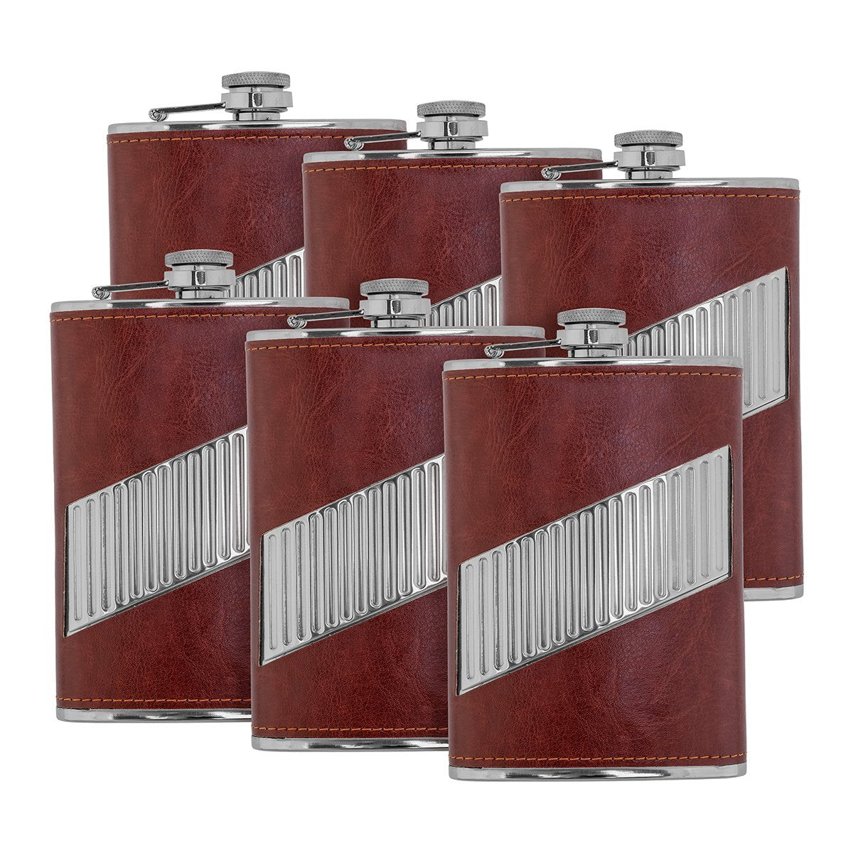 9 oz Maroon Stainless Steel Hip Flask for Liquor, Set of 6
