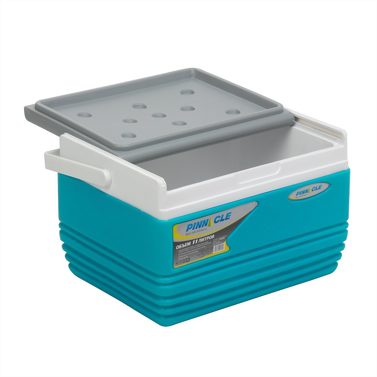Eskimo Portable Hard-Sided Ice Chest for Camping, 11 qt,  Blue with a lid half opened