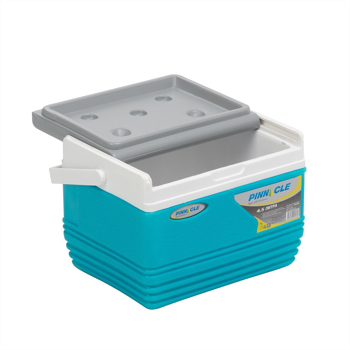 Eskimo Portable Hard-Sided Ice Chest for Camping, 4 qt, Blue with a lid half opened