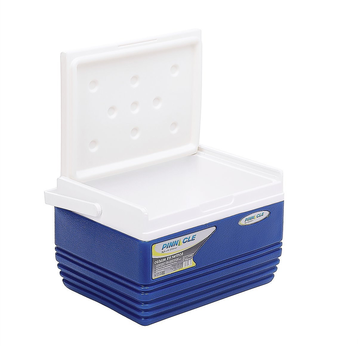 Eskimo Portable Hard-Sided Ice Chest for Camping, 11 qt, Navy Blue with a lid widely open