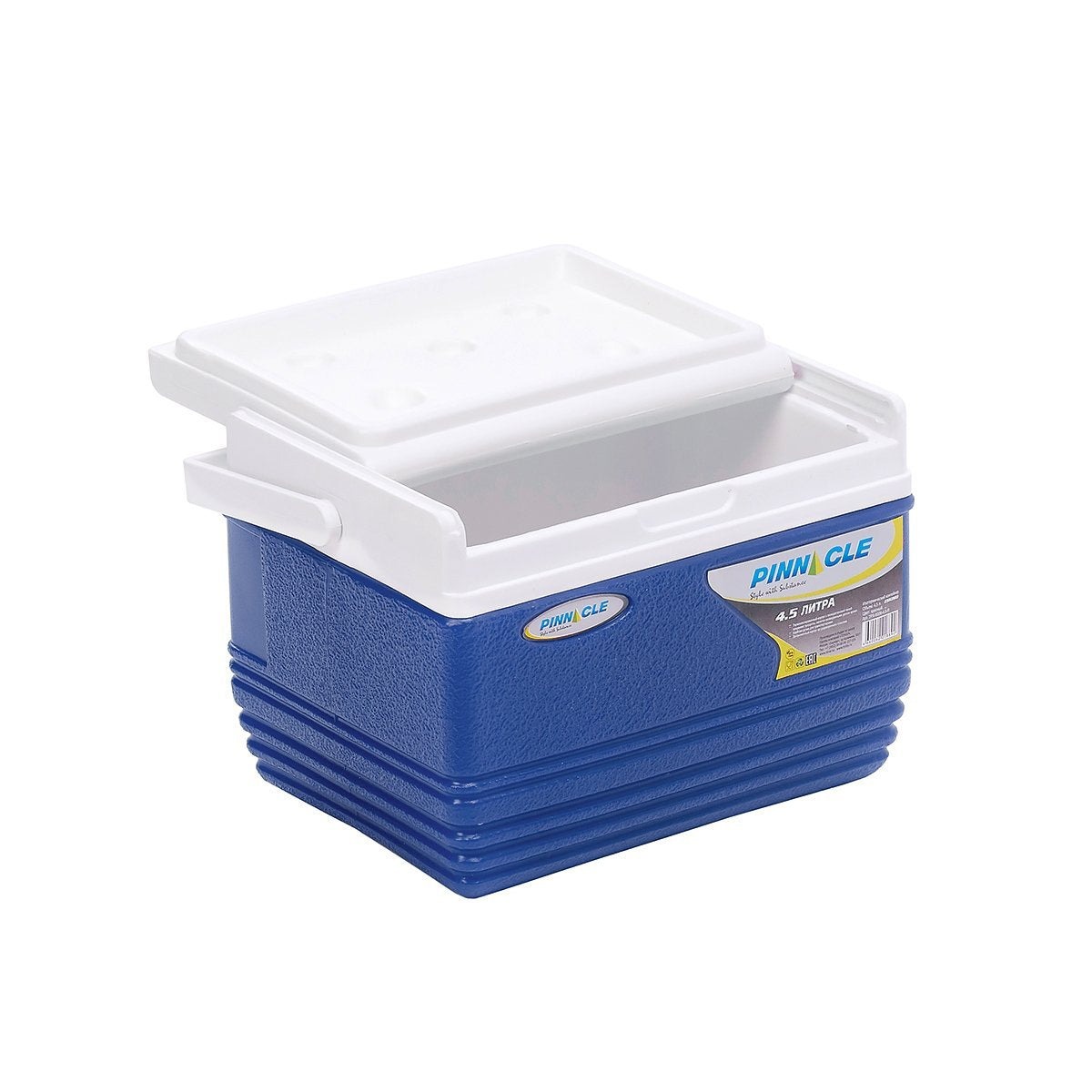 Eskimo Portable Hard-Sided Ice Chest for Camping, 4 qt, Navy Blue with a lid half opened